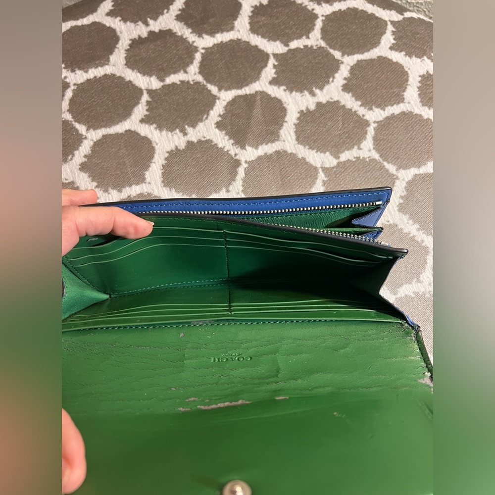 Coach Blue and Green Women's Wallet - Picture 7 of 9
